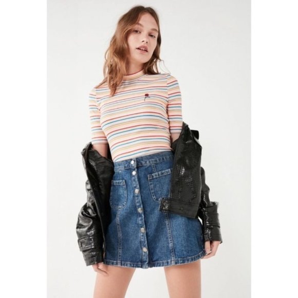 H&M button front denim retro mini skirt - Picture 1 of 6